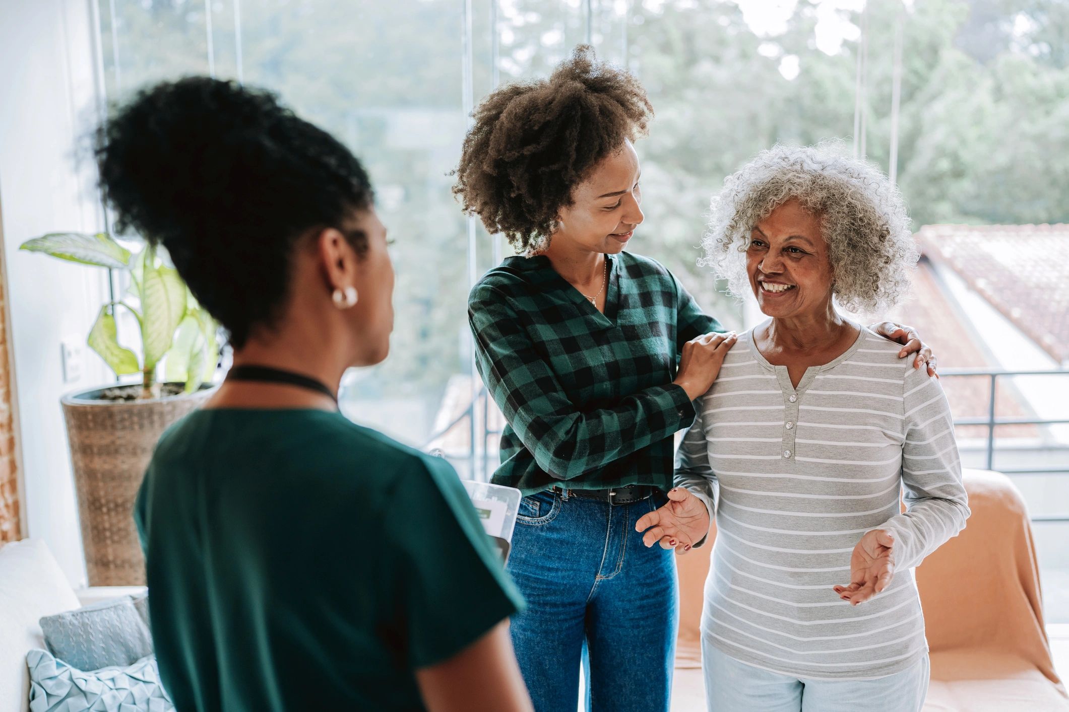 happy diverse family support